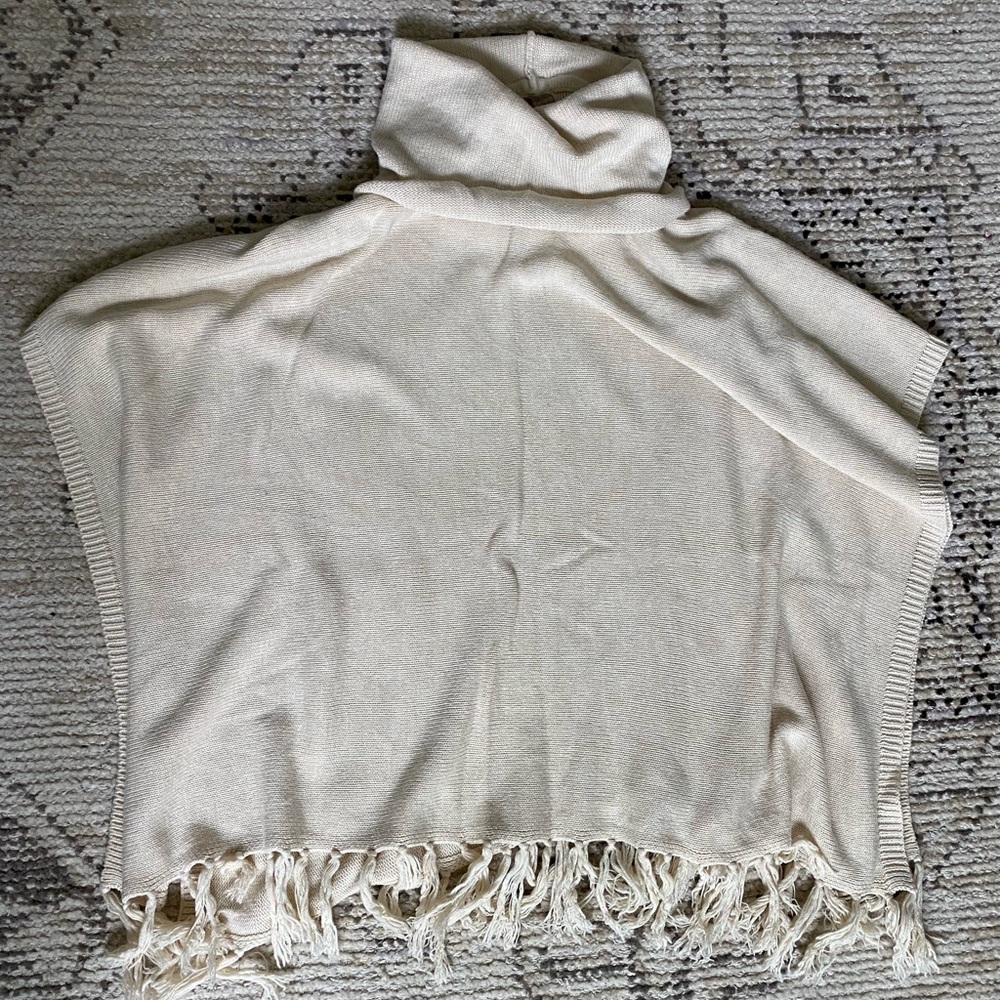 Cream turtle neck pancho